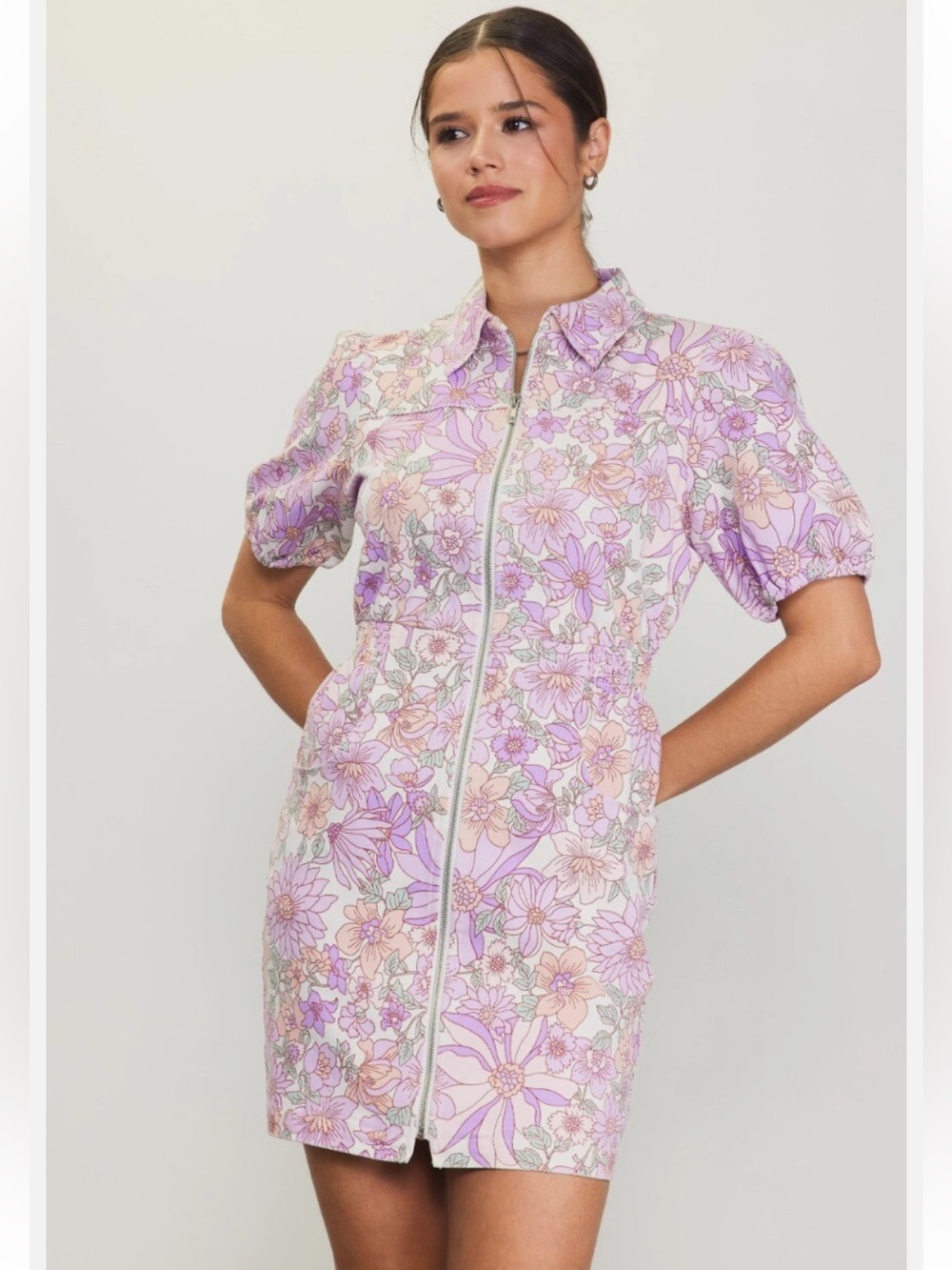 Skies Are Blue Retro Floral Print Dress